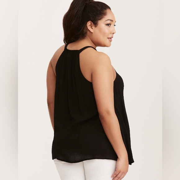 Embroidered Gauze Mock Neck Tank - Picture 5 of 6